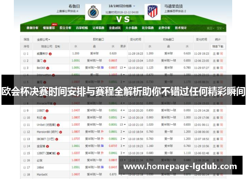 欧会杯决赛时间安排与赛程全解析助你不错过任何精彩瞬间